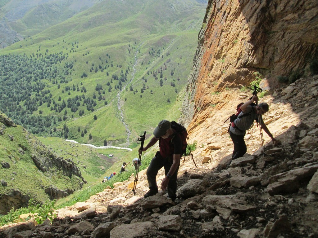 Steep trek up on the north side of Mt. Elbrus