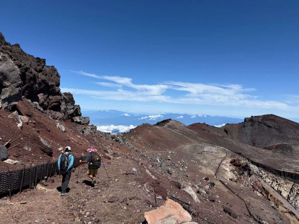 The crater just below the summit of Mount Fuji.