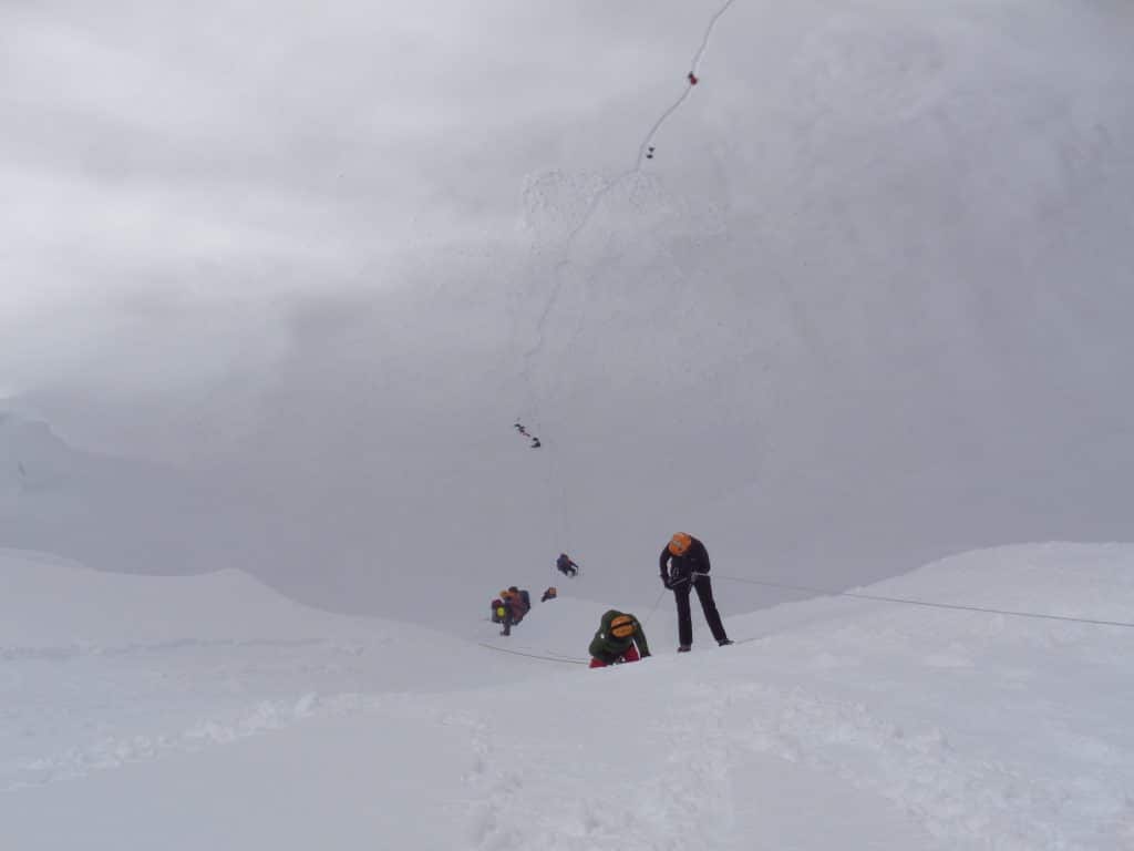 Abseiling down the Head- Wall on Island Peak