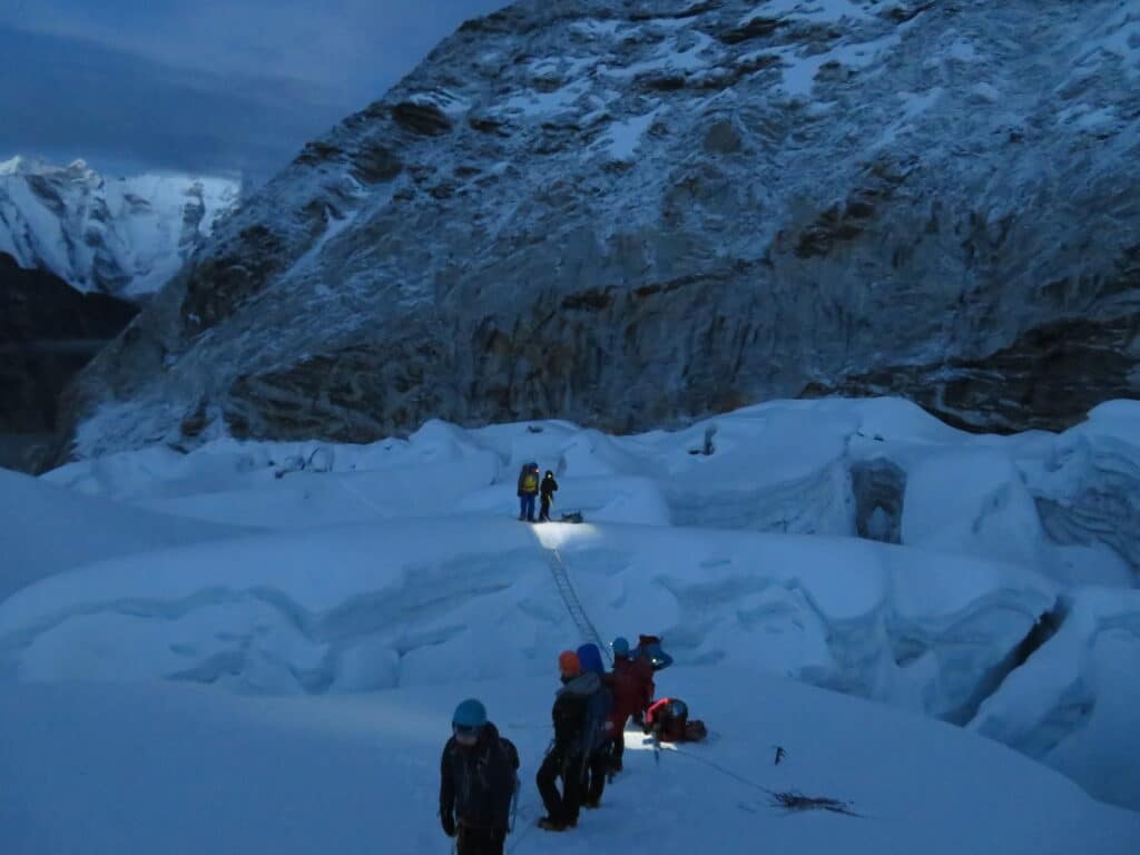 Morning on the Island Peak glacier
