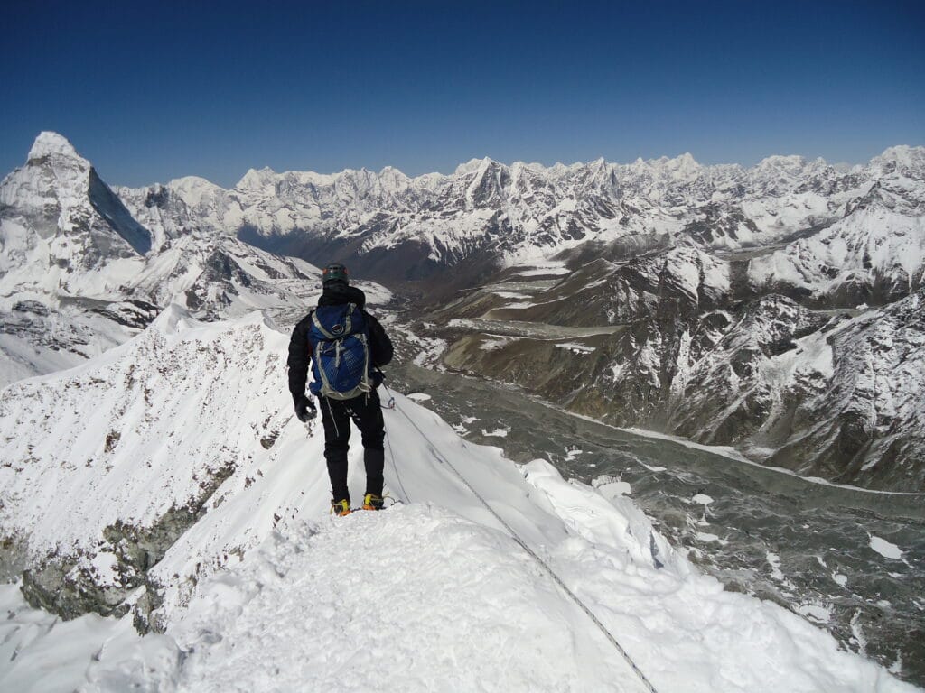 Heading back down Island Peak